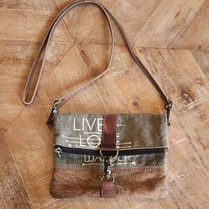 Mona B Canvas Crossbody Bag with Inspirational Print